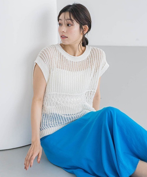 Droite lautreamont(ドロワットロートレアモン)の「メッシュニットベスト≪手洗い可能≫(ニット/セーター・レディース・オフホワイト/オレンジ/ブラック・M)」の18枚目の写真