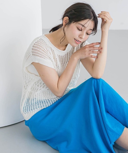 Droite lautreamont(ドロワットロートレアモン)の「メッシュニットベスト≪手洗い可能≫(ニット/セーター・レディース・オフホワイト/オレンジ/ブラック・M)」の19枚目の写真