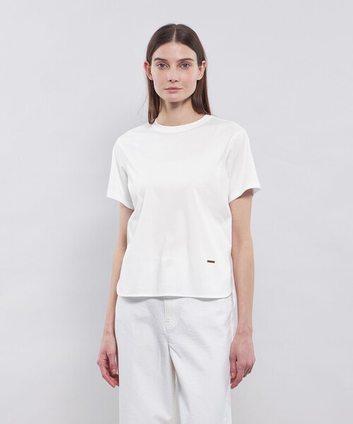 EPOCA(エポカ)の「【2025年春夏モデル】ベーシックTシャツ(Tシャツ/カットソー・レディース・オフホワイト/ブラウン系その他2/ブラック・40)」の2枚目の写真