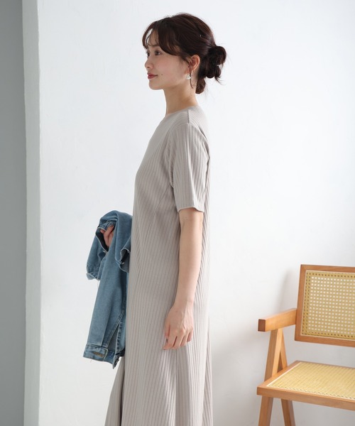 fifth（フィフス）の「【汗ジミ防止】リブワンピース（ワンピース・レディース・ブラック/グレイッシュベージュ・XS/M）」の9枚目の写真