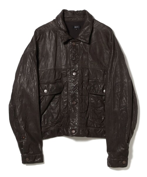 BEAMS（ビームス）の「ワイドショートフィット シープレザー ジャケット（ブルゾン・メンズ・ブラック/ダークブラウン・S/M/L/XL）」の16枚目の写真