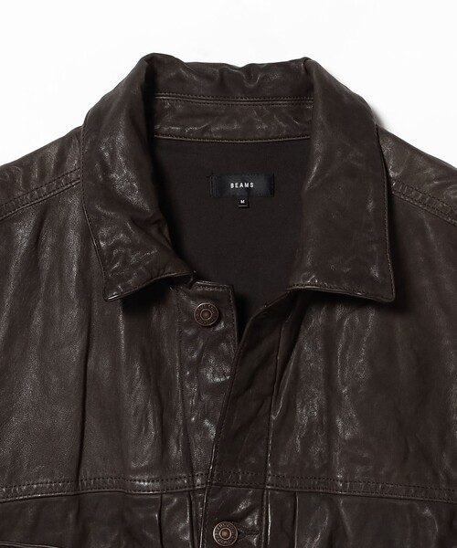 BEAMS（ビームス）の「ワイドショートフィット シープレザー ジャケット（ブルゾン・メンズ・ブラック/ダークブラウン・S/M/L/XL）」の15枚目の写真