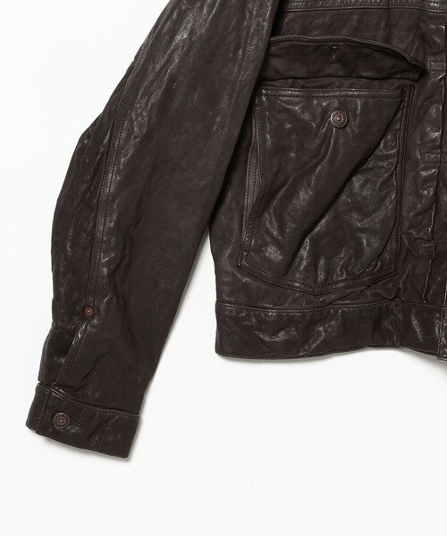 BEAMS（ビームス）の「ワイドショートフィット シープレザー ジャケット（ブルゾン・メンズ・ブラック/ダークブラウン・S/M/L/XL）」の14枚目の写真