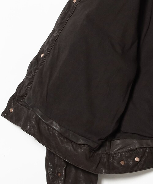 BEAMS（ビームス）の「ワイドショートフィット シープレザー ジャケット（ブルゾン・メンズ・ブラック/ダークブラウン・S/M/L/XL）」の13枚目の写真