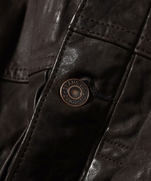 BEAMS（ビームス）の「ワイドショートフィット シープレザー ジャケット（ブルゾン・メンズ・ブラック/ダークブラウン・S/M/L/XL）」の18枚目の写真