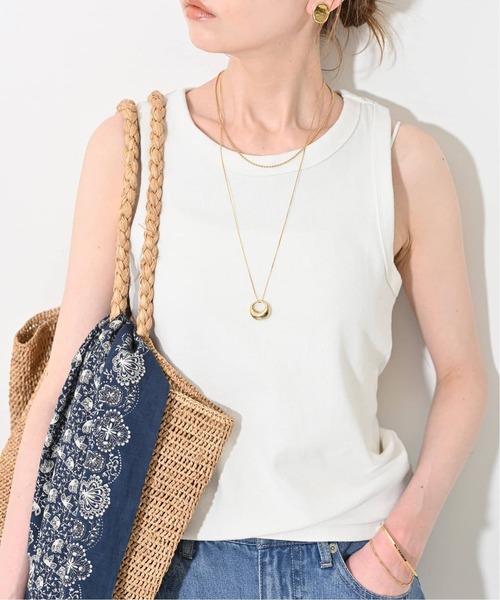 SLOBE IENA（スローブイエナ）の「《追加》コットンテレコアメスリ（タンクトップ・レディース・ブラウン/スカイブルー/ホワイト・FREE）」の2枚目の写真