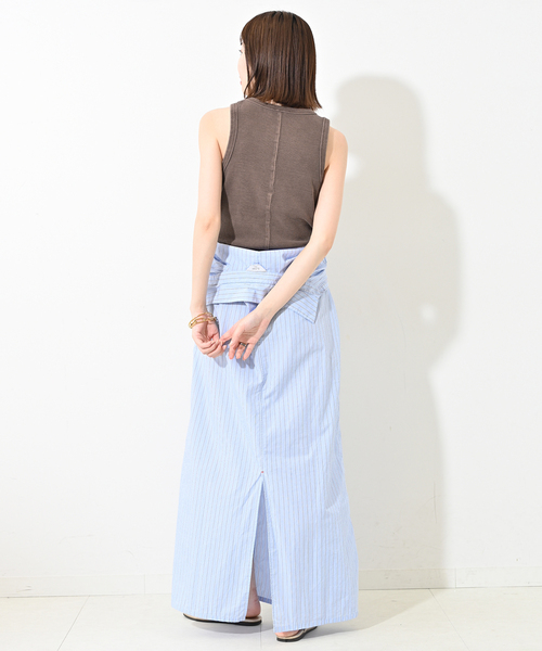 SLOBE IENA（スローブイエナ）の「《追加》コットンテレコアメスリ（タンクトップ・レディース・ブラウン/スカイブルー/ホワイト・FREE）」の6枚目の写真