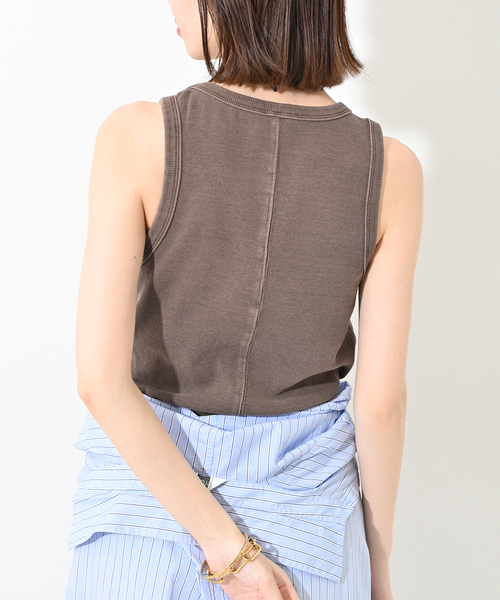 SLOBE IENA（スローブイエナ）の「《追加》コットンテレコアメスリ（タンクトップ・レディース・ブラウン/スカイブルー/ホワイト・FREE）」の8枚目の写真