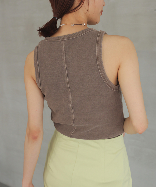 SLOBE IENA（スローブイエナ）の「《追加》コットンテレコアメスリ（タンクトップ・レディース・ブラウン/スカイブルー/ホワイト・FREE）」の12枚目の写真