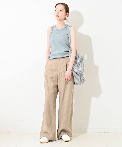 SLOBE IENA（スローブイエナ）の「《追加》コットンテレコアメスリ（タンクトップ・レディース・ブラウン/スカイブルー/ホワイト・FREE）」の14枚目の写真