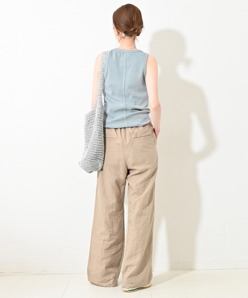 SLOBE IENA（スローブイエナ）の「《追加》コットンテレコアメスリ（タンクトップ・レディース・ブラウン/スカイブルー/ホワイト・FREE）」の15枚目の写真