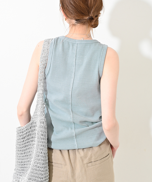 SLOBE IENA（スローブイエナ）の「《追加》コットンテレコアメスリ（タンクトップ・レディース・ブラウン/スカイブルー/ホワイト・FREE）」の17枚目の写真