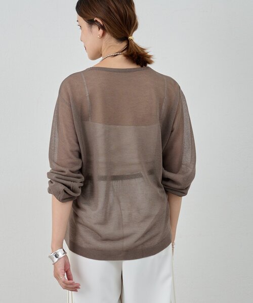 SHENERY（シーナリー）の「ギャザーシアーニット（ニット/セーター・レディース・オフホワイト/チャコールグレー・FREE）」の4枚目の写真