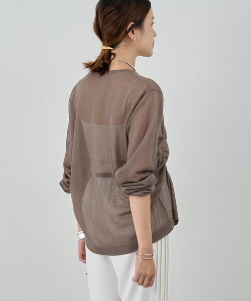 SHENERY（シーナリー）の「ギャザーシアーニット（ニット/セーター・レディース・オフホワイト/チャコールグレー・FREE）」の5枚目の写真