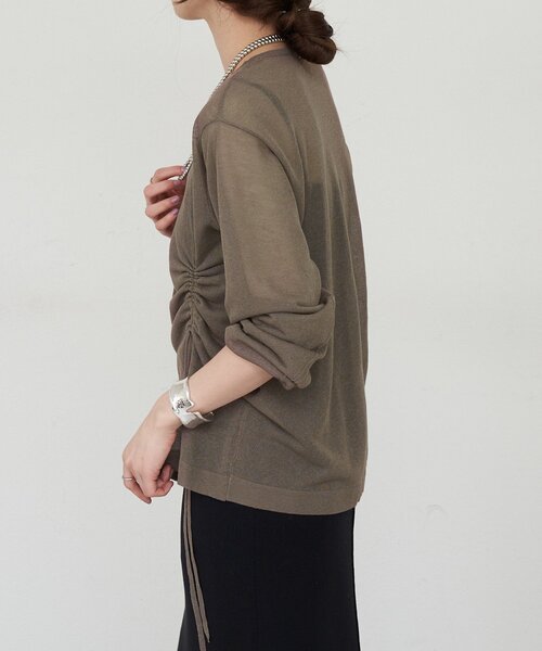 SHENERY（シーナリー）の「ギャザーシアーニット（ニット/セーター・レディース・オフホワイト/チャコールグレー・FREE）」の18枚目の写真