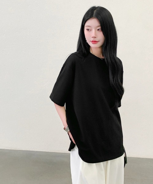 by LEGNA(バイレグナ)の「選べる2タイプ ラウンドヘムトップス(Tシャツ/カットソー・レディース・ベージュ系その他/ホワイト系/ブラック系/ホワイト/グレイッシュベージュ/ブラック・FREE)」の7枚目の写真
