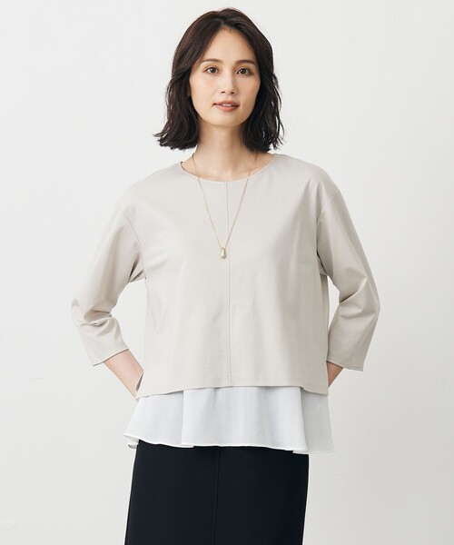 J.PRESS(ジェイプレス)の「コンパクトポンチ カットソー(Tシャツ/カットソー・レディース・グレー系/ダルブルー系/ベージュ系/ピンク系・T15/T13)」の2枚目の写真