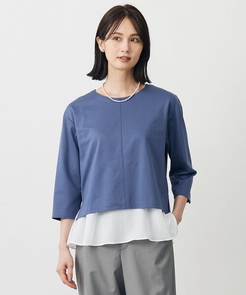 J.PRESS(ジェイプレス)の「コンパクトポンチ カットソー(Tシャツ/カットソー・レディース・グレー系/ダルブルー系/ベージュ系/ピンク系・T15/T13)」の3枚目の写真