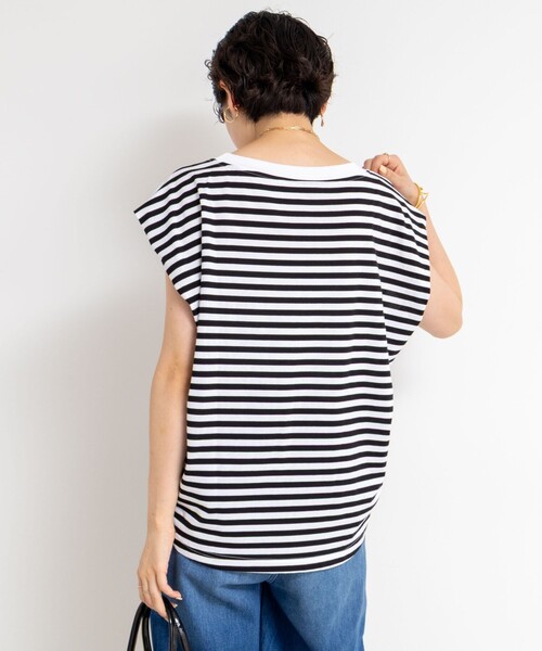 tシャツ フロントギャザーフレンチスリーブボーダーカットソー レディース NOLLEY'S｜フロントギャザーフレンチスリーブボーダーカットソー