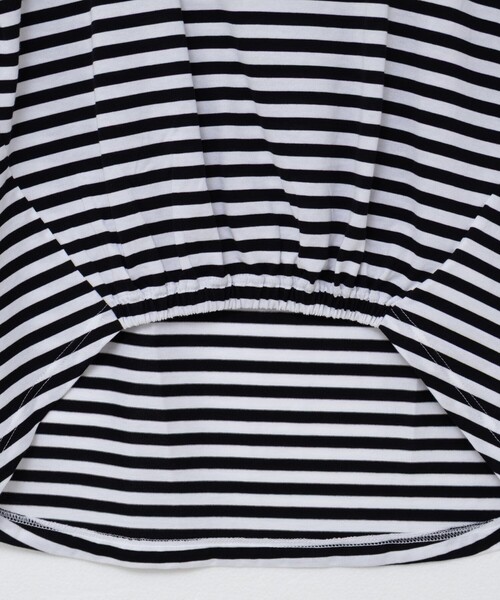 tシャツ フロントギャザーフレンチスリーブボーダーカットソー レディース NOLLEY'S｜フロントギャザーフレンチスリーブボーダーカットソー