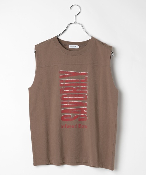 LEPSIM(レプシィム)の「USED加工ノースリーブ 574902(Tシャツ/カットソー・レディース・キャメル/オフホワイト/グレー・FREE)」の3枚目の写真