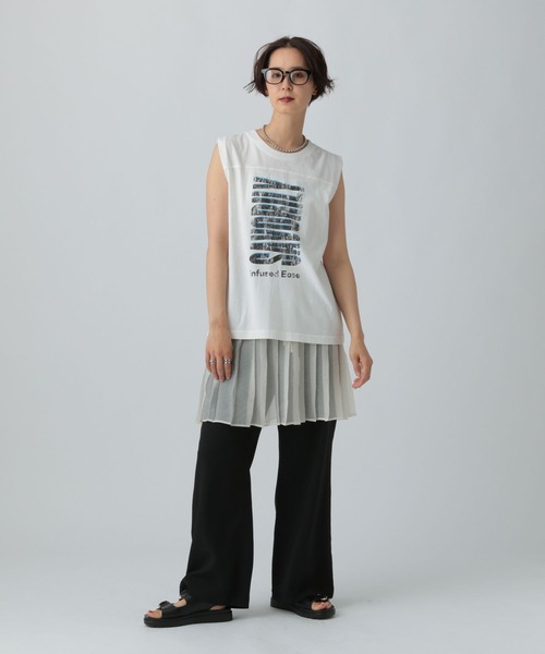 LEPSIM(レプシィム)の「USED加工ノースリーブ 574902(Tシャツ/カットソー・レディース・キャメル/オフホワイト/グレー・FREE)」の7枚目の写真