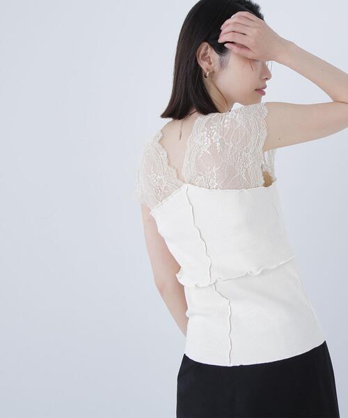 NATURAL BEAUTY BASIC(ナチュラルビューティーベーシック)の「◇【BLANC】パッチワークリブカットソー(Tシャツ/カットソー・レディース・オフホワイト/ラベンダー・FREE)」の5枚目の写真