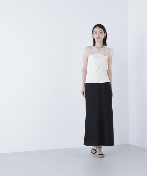 NATURAL BEAUTY BASIC(ナチュラルビューティーベーシック)の「◇【BLANC】パッチワークリブカットソー(Tシャツ/カットソー・レディース・オフホワイト/ラベンダー・FREE)」の6枚目の写真