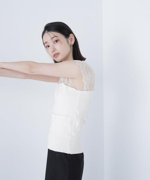 NATURAL BEAUTY BASIC(ナチュラルビューティーベーシック)の「◇【BLANC】パッチワークリブカットソー(Tシャツ/カットソー・レディース・オフホワイト/ラベンダー・FREE)」の7枚目の写真