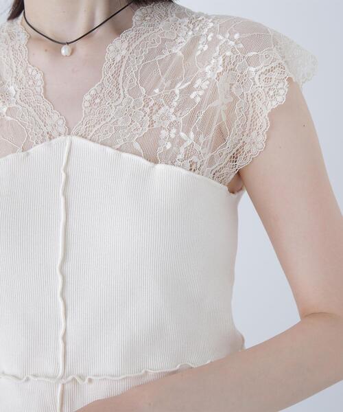 NATURAL BEAUTY BASIC(ナチュラルビューティーベーシック)の「◇【BLANC】パッチワークリブカットソー(Tシャツ/カットソー・レディース・オフホワイト/ラベンダー・FREE)」の14枚目の写真