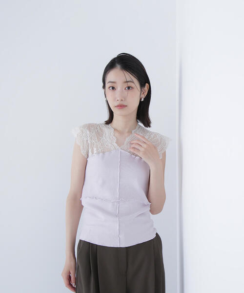 tシャツ 「BLANC」パッチワークリブカットソー レディース ◇【BLANC】パッチワークリブカットソー（Tシャツ/カットソー