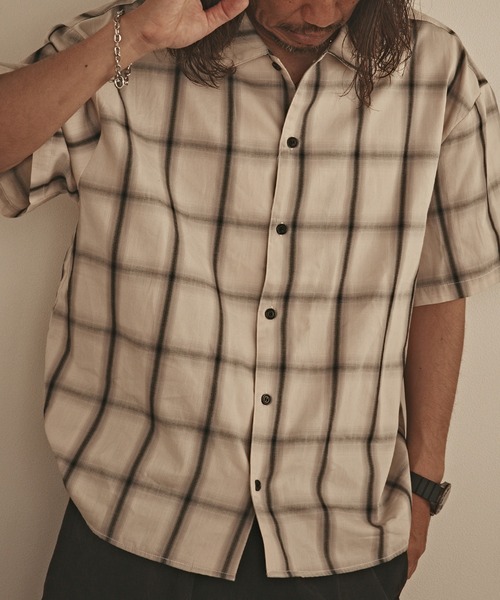 ALL RUNS(オールランズ)の「USED ライクチェックS/Sシャツ(シャツ/ブラウス・メンズ・オレンジ/ネイビー/ブラック/ホワイト・L/M)」の2枚目の写真