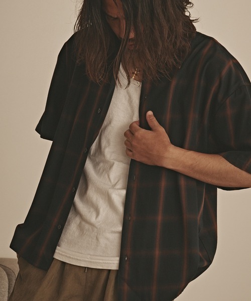 ALL RUNS(オールランズ)の「USED ライクチェックS/Sシャツ(シャツ/ブラウス・メンズ・オレンジ/ネイビー/ブラック/ホワイト・L/M)」の16枚目の写真