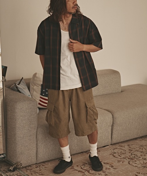 ALL RUNS(オールランズ)の「USED ライクチェックS/Sシャツ(シャツ/ブラウス・メンズ・オレンジ/ネイビー/ブラック/ホワイト・L/M)」の17枚目の写真