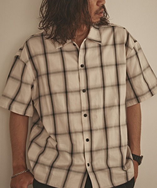 ALL RUNS(オールランズ)の「USED ライクチェックS/Sシャツ(シャツ/ブラウス・メンズ・オレンジ/ネイビー/ブラック/ホワイト・L/M)」の6枚目の写真