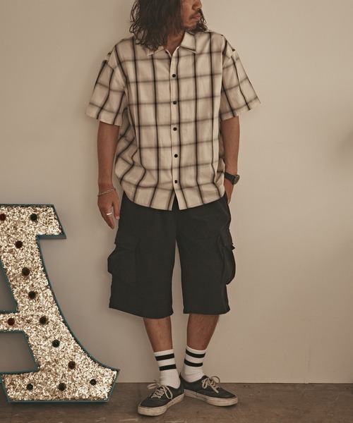 ALL RUNS(オールランズ)の「USED ライクチェックS/Sシャツ(シャツ/ブラウス・メンズ・オレンジ/ネイビー/ブラック/ホワイト・L/M)」の9枚目の写真