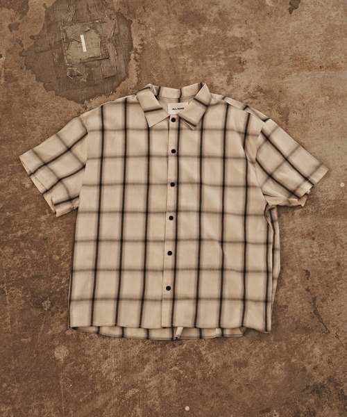 ALL RUNS(オールランズ)の「USED ライクチェックS/Sシャツ(シャツ/ブラウス・メンズ・オレンジ/ネイビー/ブラック/ホワイト・L/M)」の5枚目の写真