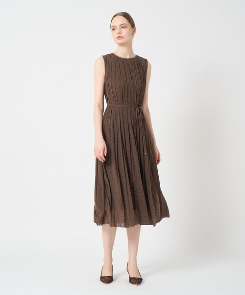 ソフトジャージドットプリーツワンピース（ワンピース）｜ANAYI