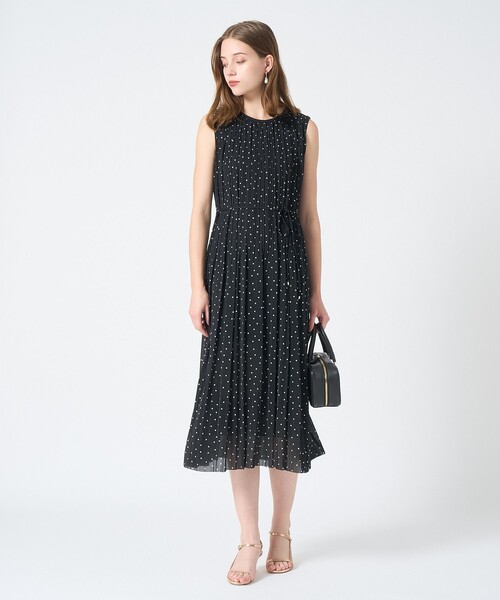 ソフトジャージドットプリーツワンピース（ワンピース）｜ANAYI