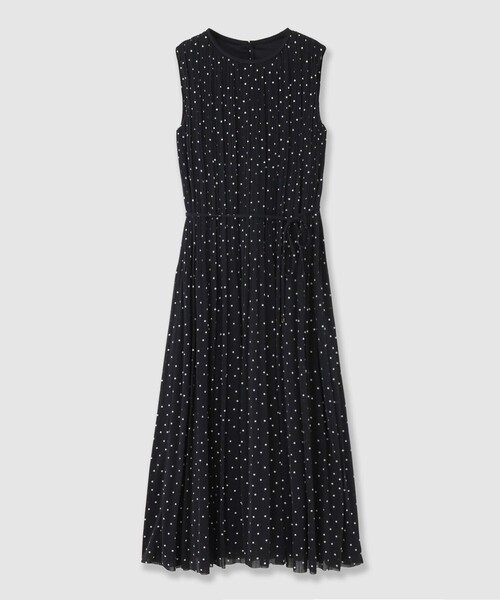 ソフトジャージドットプリーツワンピース（ワンピース）｜ANAYI