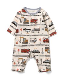 Ampersand（アンパサンド）の「カバーオール　はたらくくるまボーダー柄（ロンパース）」