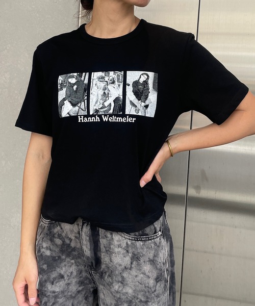 ROGER AND RAW（ロジャーアンドロウ）の「ショート丈フォトプリントTシャツ（Tシャツ/カットソー・レディース・ホワイト/チャコールグレー/ブラック・FREE）」の11枚目の写真