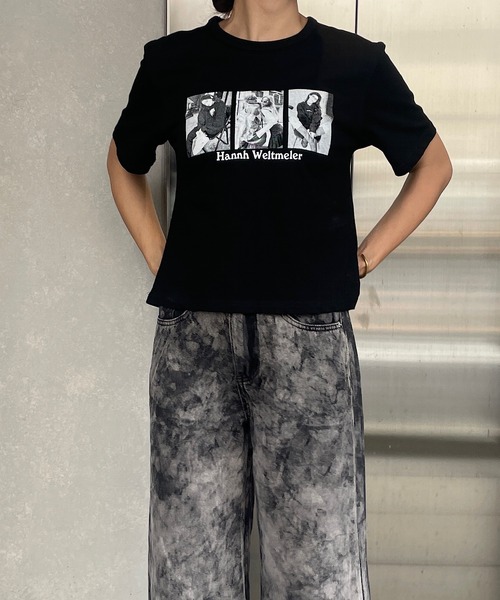 ROGER AND RAW（ロジャーアンドロウ）の「ショート丈フォトプリントTシャツ（Tシャツ/カットソー・レディース・ホワイト/チャコールグレー/ブラック・FREE）」の12枚目の写真