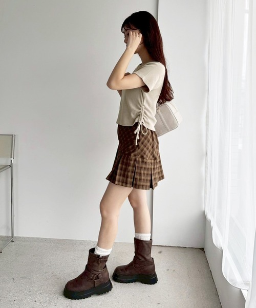 one after another NICE CLAUP（ワンアフターアナザーナイスクラップ）の「【S/Mサイズあり】ボックスプリーツミニスカート（スカート・レディース・ブラウン系その他/ブラック/アイボリー/ブラック系その他・MEDIUM/SMALL）」の21枚目の写真