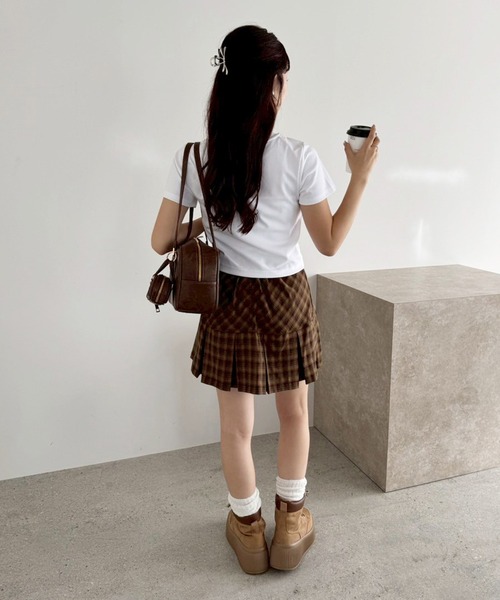 one after another NICE CLAUP（ワンアフターアナザーナイスクラップ）の「【S/Mサイズあり】ボックスプリーツミニスカート（スカート・レディース・ブラウン系その他/ブラック/アイボリー/ブラック系その他・MEDIUM/SMALL）」の17枚目の写真