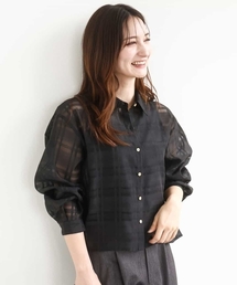 MK MICHEL KLEIN | シアードビーチェックシャツブラウス/洗える(シャツ/ブラウス)