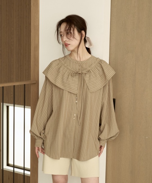 moi tytto（モイテュット）の「取り外しフリルシャツ（シャツ/ブラウス・レディース・ブラウン/ナチュラル/グレイッシュベージュ/ベージュ・FREE）」の18枚目の写真