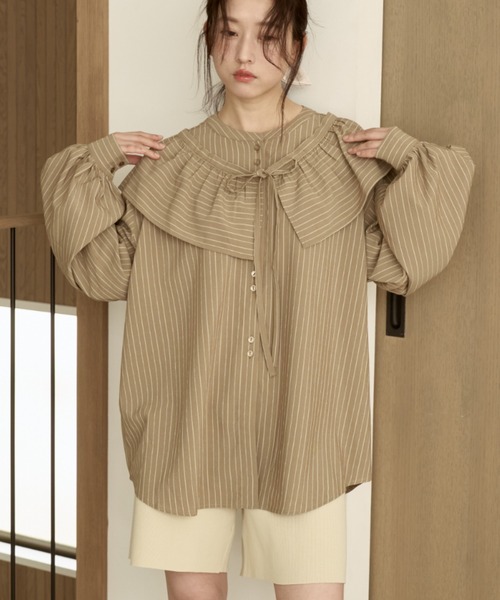 moi tytto（モイテュット）の「取り外しフリルシャツ（シャツ/ブラウス・レディース・ブラウン/ナチュラル/グレイッシュベージュ/ベージュ・FREE）」の19枚目の写真