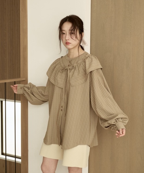 moi tytto（モイテュット）の「取り外しフリルシャツ（シャツ/ブラウス・レディース・ブラウン/ナチュラル/グレイッシュベージュ/ベージュ・FREE）」の20枚目の写真