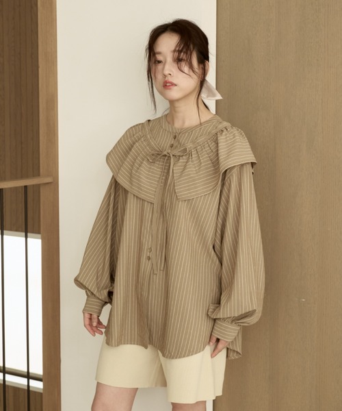 moi tytto（モイテュット）の「取り外しフリルシャツ（シャツ/ブラウス・レディース・ブラウン/ナチュラル/グレイッシュベージュ/ベージュ・FREE）」の22枚目の写真